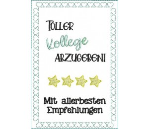 Stickdatei ITH - Postkarte Kollege abzugeben